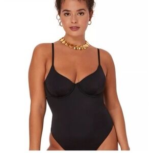 Andie Women Size XS Tall Bermuda One Piece Swimsuit Black Neutral Vacation